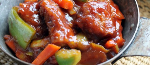 Sweet and sour pork with vegetables