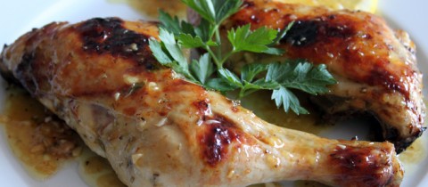 Roasted chicken with rosemary and lemon sauce