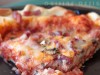 Homemade bacon and mushroom pizza