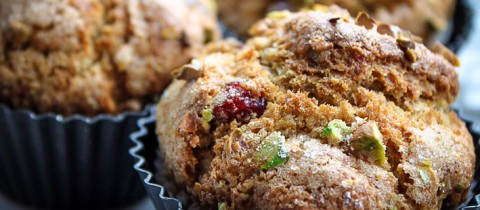 Spiced pistacho & cranberry muffins