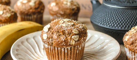 Banana & coconut muffins (with a cocoa powder touch)